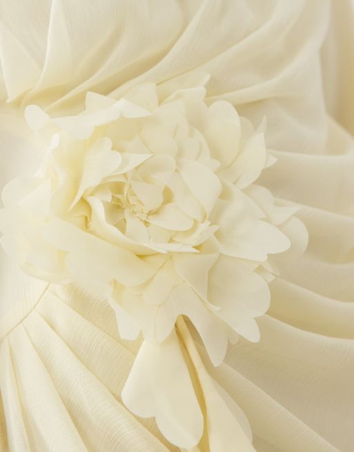 ASOS DESIGN - Citrongul draperet minikjole med lav ryg og blomstermotiv, 3 af 4