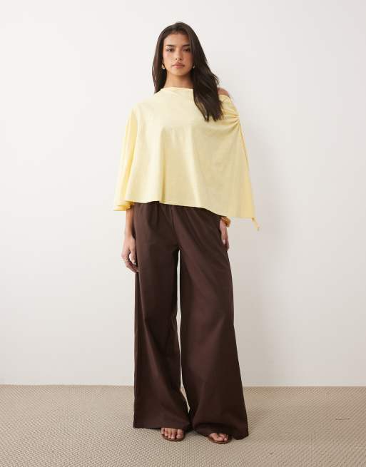ASOS DESIGN - Citrongul kappeoverdel med rynket bindebåndsdetalje og tekstureret finish , 2 af 4