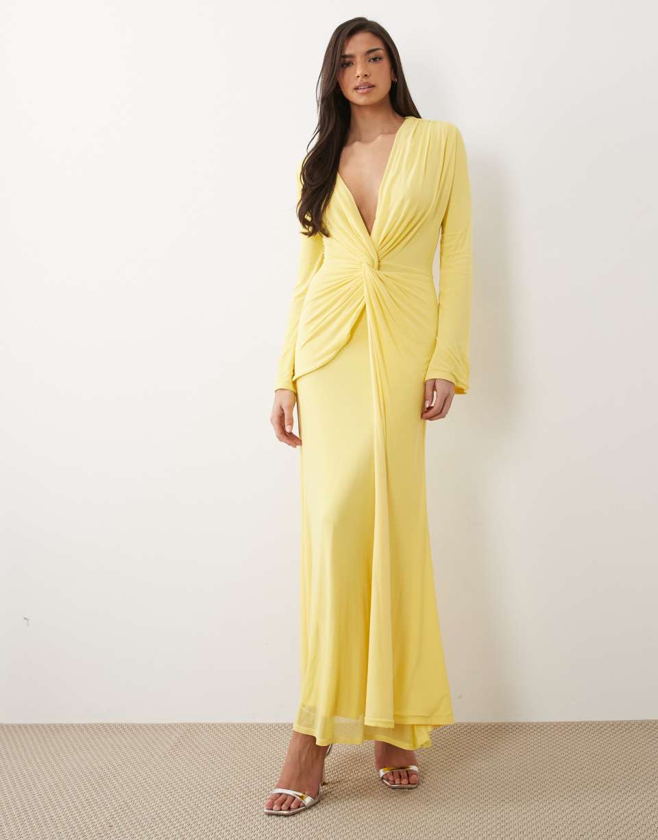 Lemon mesh maxi dress