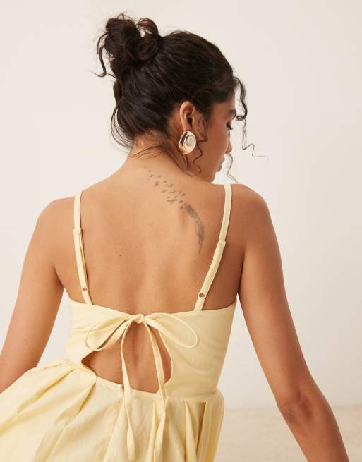 ASOS DESIGN – Citrongul maxiklänning med korsettliv och formad byst, 2 av 4