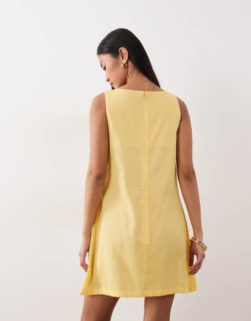 ASOS DESIGN - Citrongul mini-sommerkjole med slidshals og nøglehulsudskæring , 3 af 4