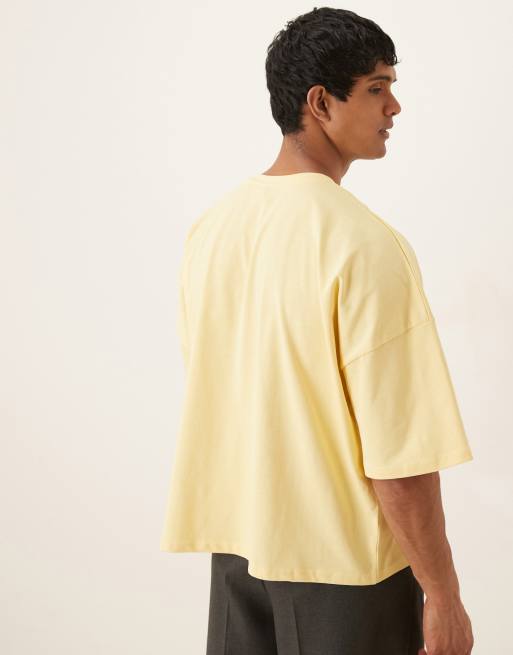 ASOS DESIGN - Citrongul oversized T-shirt i kraftigt materiale i firkantet pasform, 4 af 4