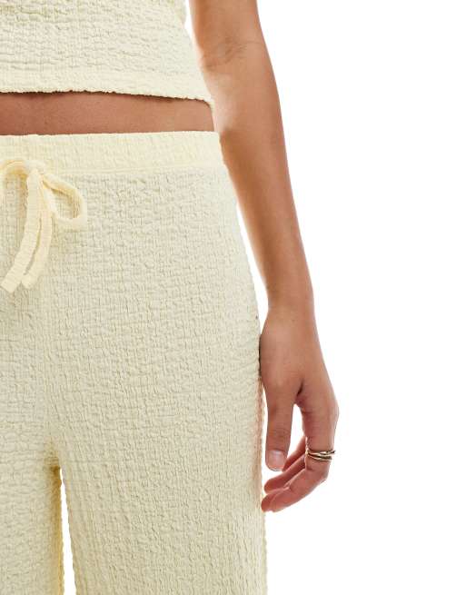 ASOS DESIGN - Citrongule bukser med tekstur, vide ben og mellemhøj talje - Del af sæt, 5 af 5