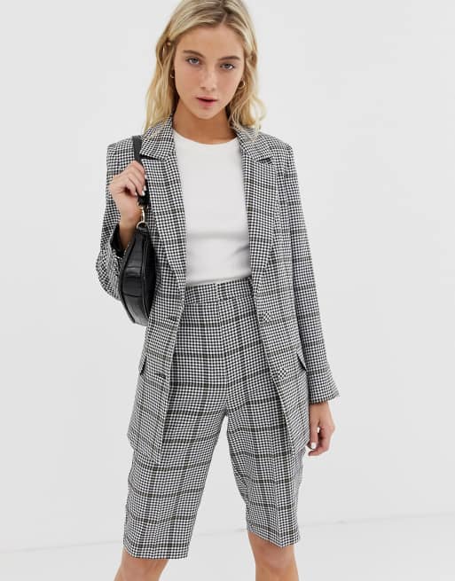 ASOS DESIGN city suit blazer in khaki houndstooth check | ASOS