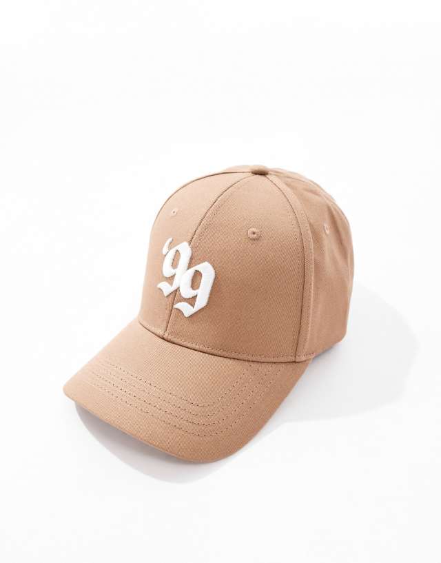 ASOS DESIGN - classic baseball cap with embroidery in tan