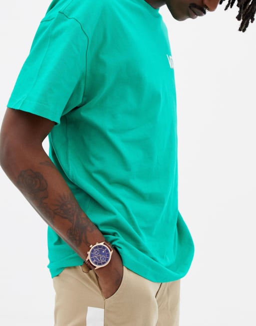ASOS DESIGN – Classic – Brun och roséguldfärgad klocka med kontrasterande marinblå urtavla, 3 av 4