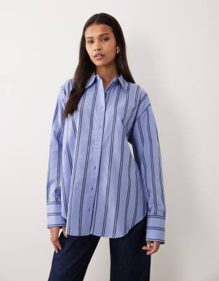 ASOS DESIGN classic cotton shirt in blue stripe