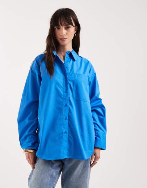 ASOS DESIGN classic cotton shirt in blue - view 1