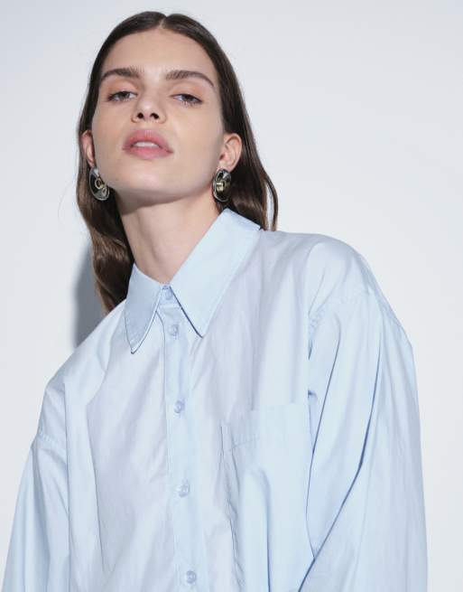 ASOS DESIGN classic cotton shirt in blue, 2 of 4
