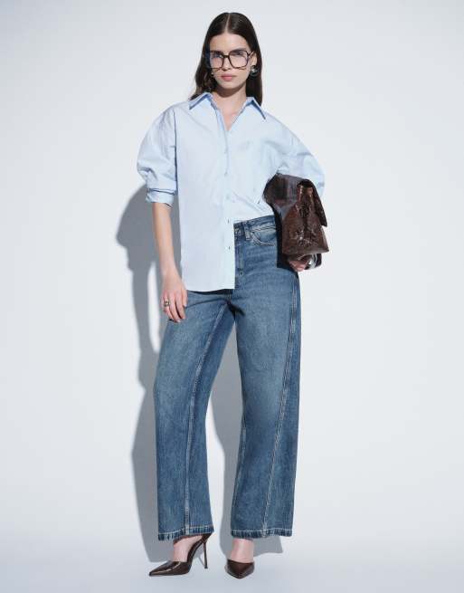 ASOS DESIGN classic cotton shirt in blue, 4 of 4