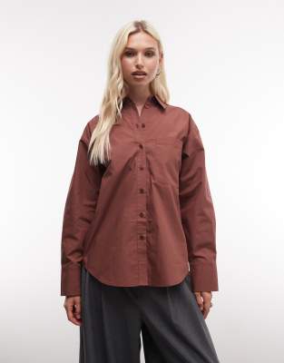 Asos Design Classic Cotton Shirt In Brown
