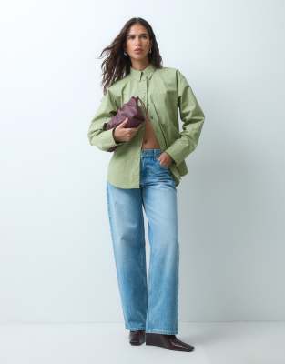 Asos Design Classic Cotton Shirt In Green