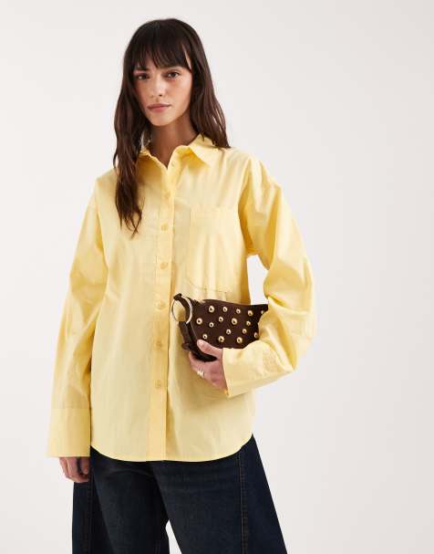 ASOS DESIGN classic cotton shirt in yellow - view 1