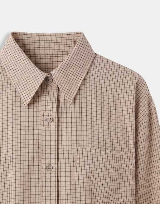 ASOS DESIGN classic cotton shirt&nbsp; in beige check, 9 of 9