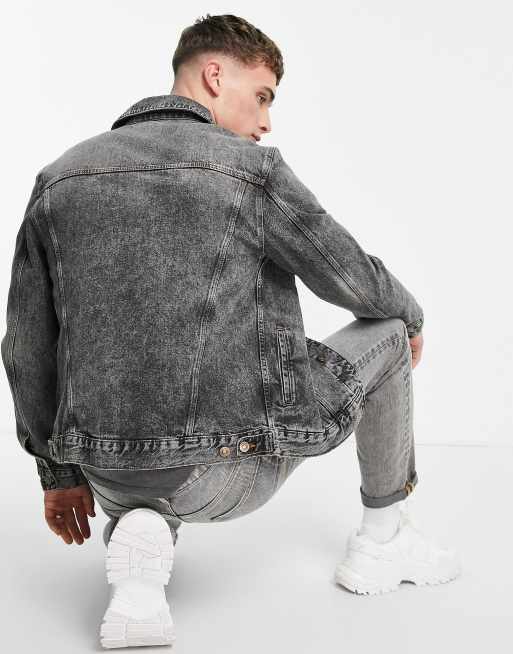 ASOS Asos Denim Jacket with Acid Wash in Purple for Men