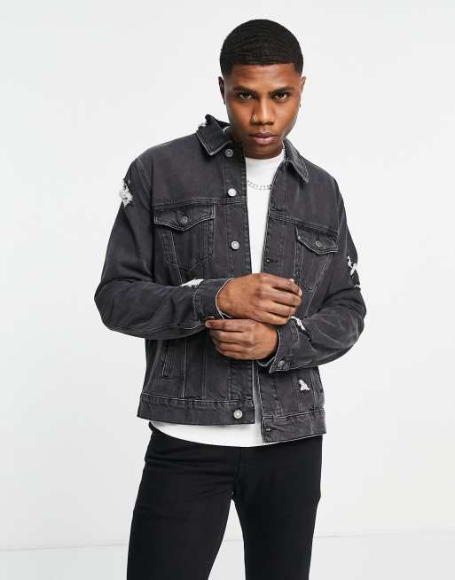 Asos distressed 2024 denim jacket