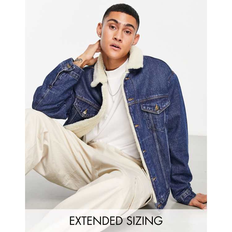 $24, Asos Denim Jacket With Faux Leather Sleeve  Leather sleeve jacket, Jean  jacket outfits men, Denim jacket men