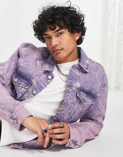 ASOS DESIGN classic fit denim jacket in light purple wash