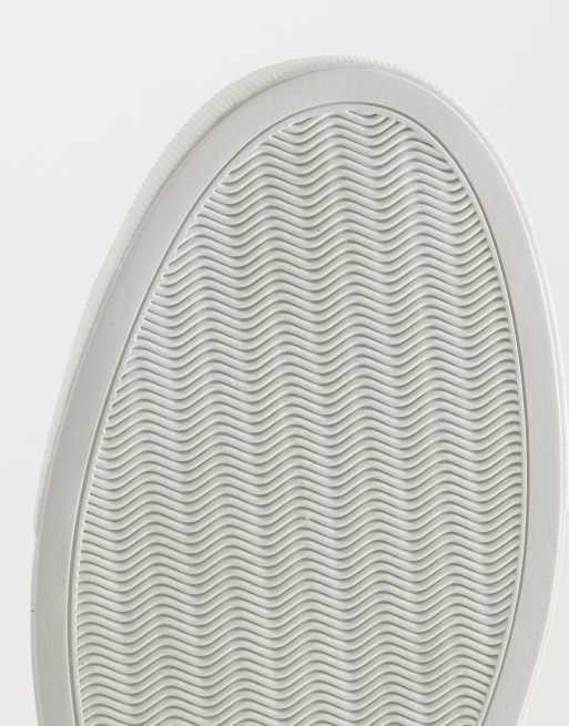 ASOS DESIGN classic lace up trainers in white with grey heel notch, 5 of 5