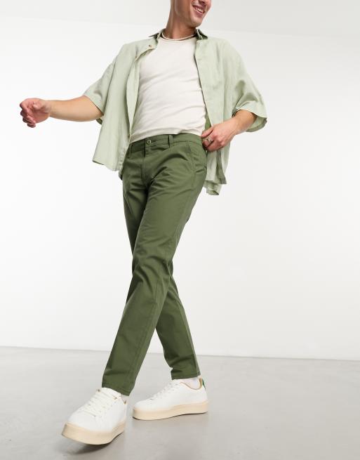 ASOS DESIGN pleat front chino with cargo pockets in sage