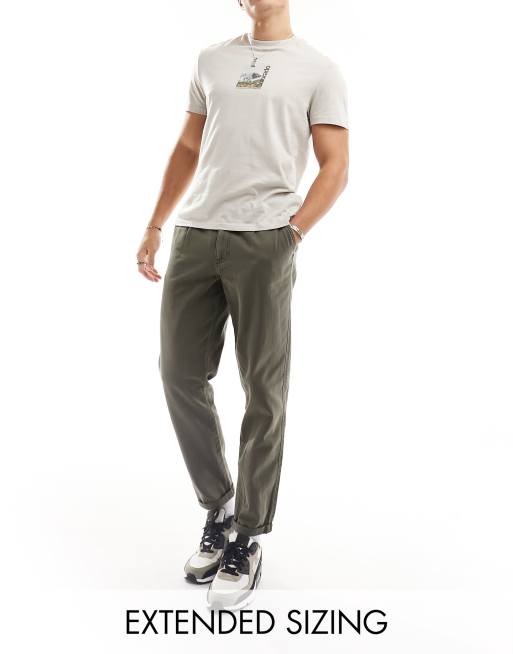 ASOS DESIGN classic rigid chinos in washed khaki