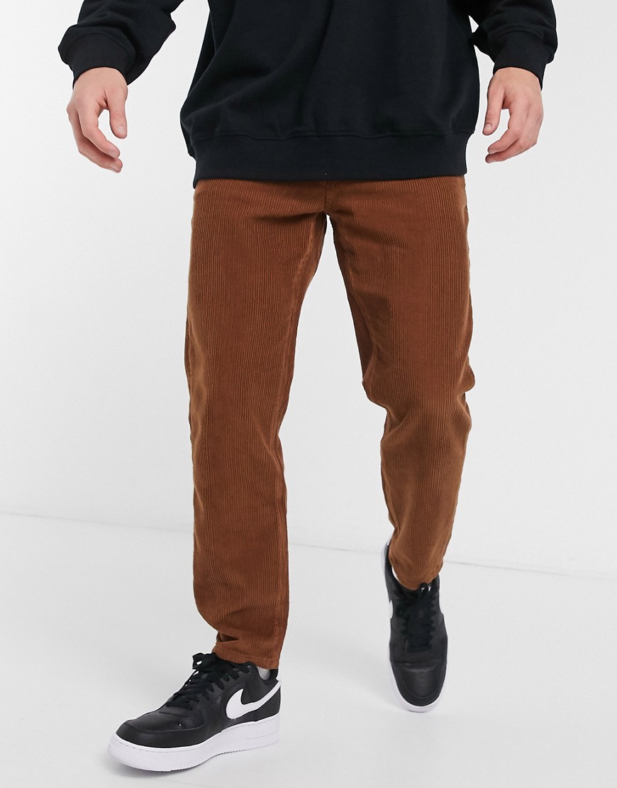ASOS DESIGN classic rigid corduroy jeans in brown-Multi