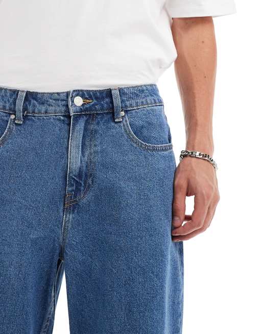 ASOS DESIGN classic rigid crop jeans with darts in mid wash blue, 2 of 5
