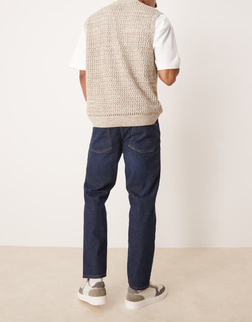 ASOS DESIGN tapered fit jean in dark wash blue