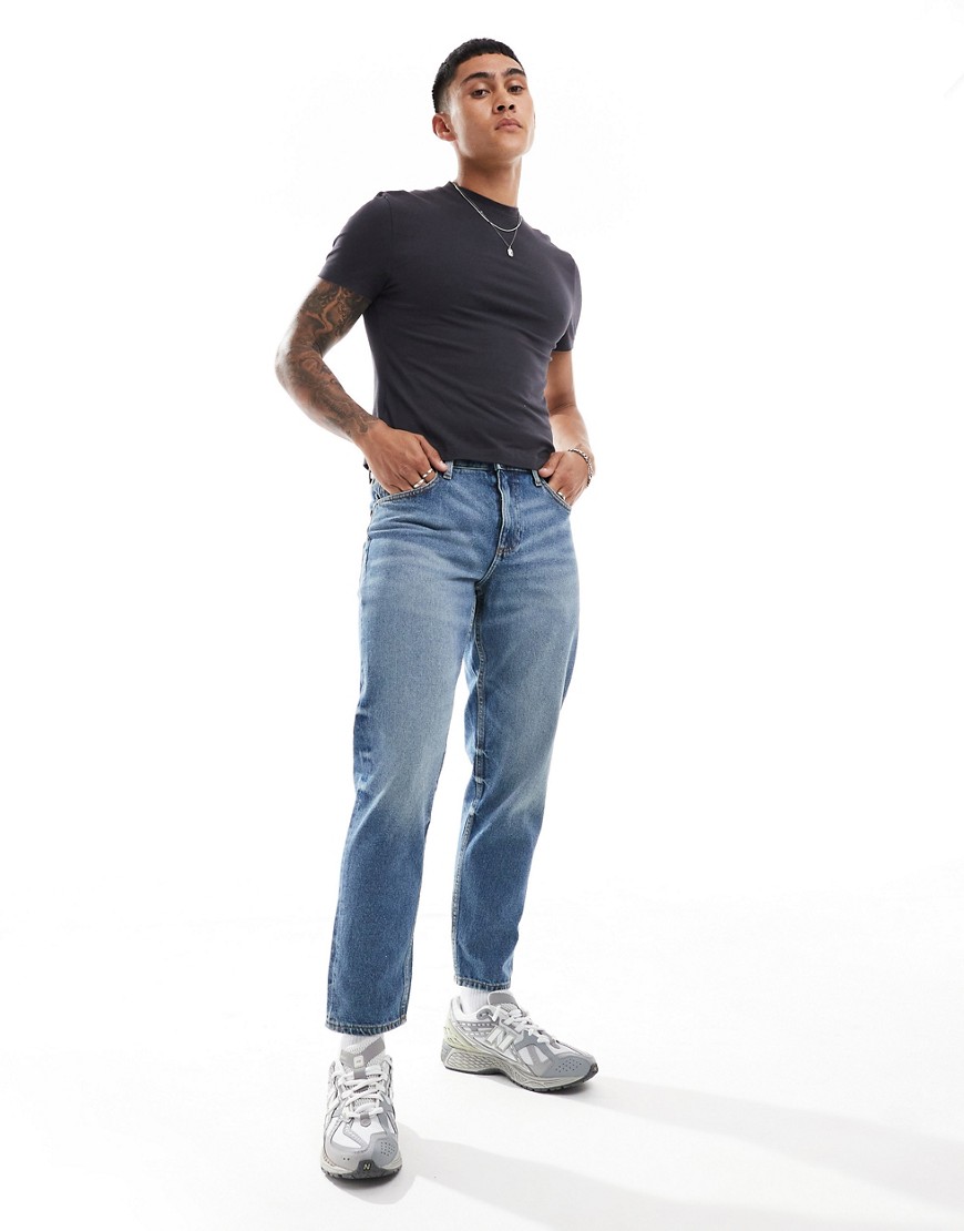 ASOS DESIGN classic rigid jeans in dark wash blue