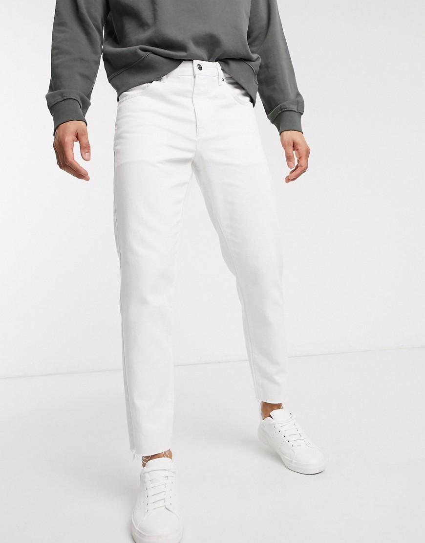 ASOS DESIGN classic rigid jeans in in white with raw hem