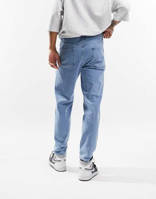 Men's Light Stone Washed Blue Jeans