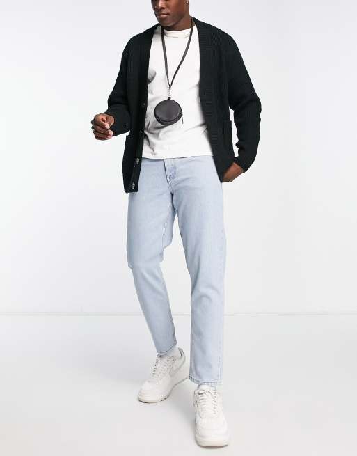 ASOS DESIGN classic rigid jeans in light stone with elasticated waist, 3 of 4
