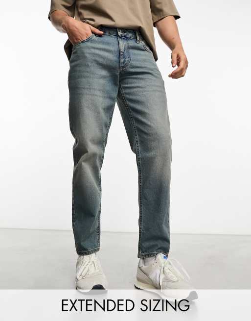 BOSS - Relaxed-fit jeans in beige-tinted blue stretch denim