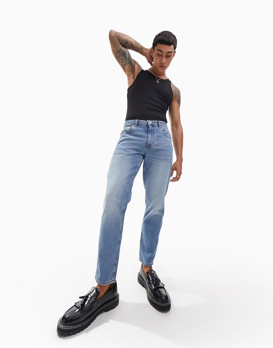 ASOS DESIGN classic rigid jeans in mid vintage wash blue
