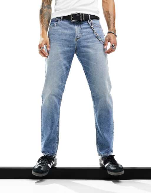 ASOS DESIGN classic rigid jeans in mid wash blue