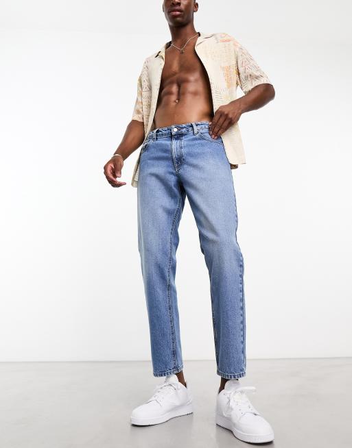 ASOS DESIGN classic rigid jeans in mid wash blue 