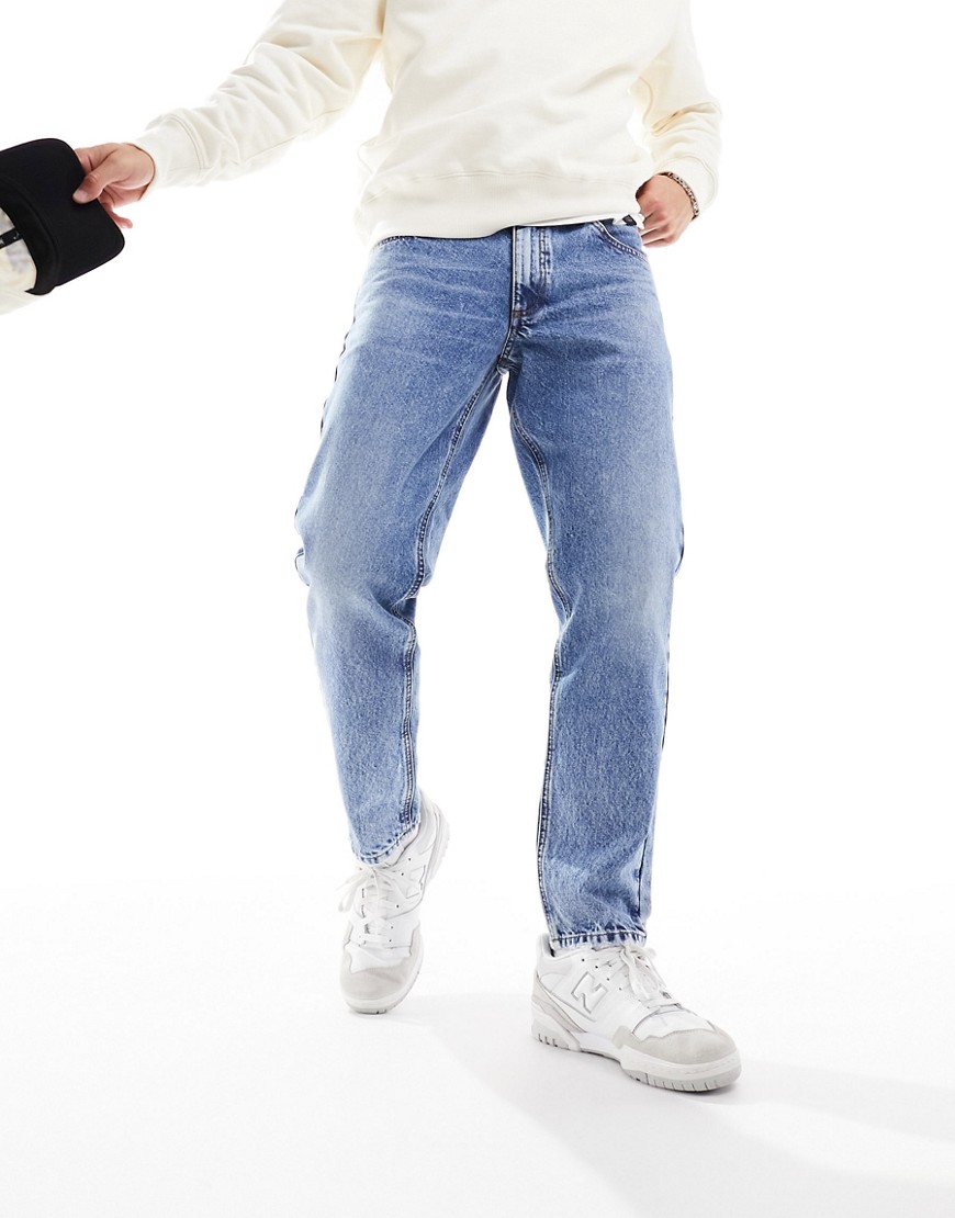ASOS DESIGN classic rigid jeans in mid wash blue