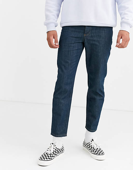 ASOS DESIGN classic rigid jeans in tint dark wash blue | ASOS