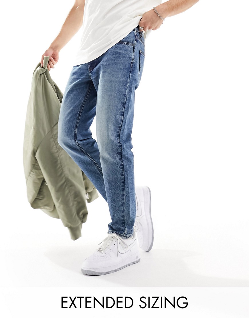 ASOS DESIGN classic rigid jeans in tinted dark wash blue