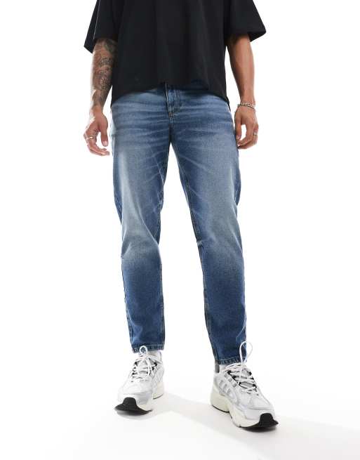 ASOS DESIGN classic rigid jeans in tinted dark wash blue
