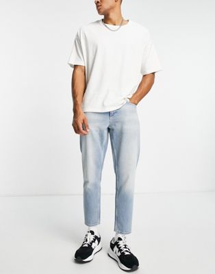 ASOS DESIGN classic rigid jeans in tinted mid wash blue