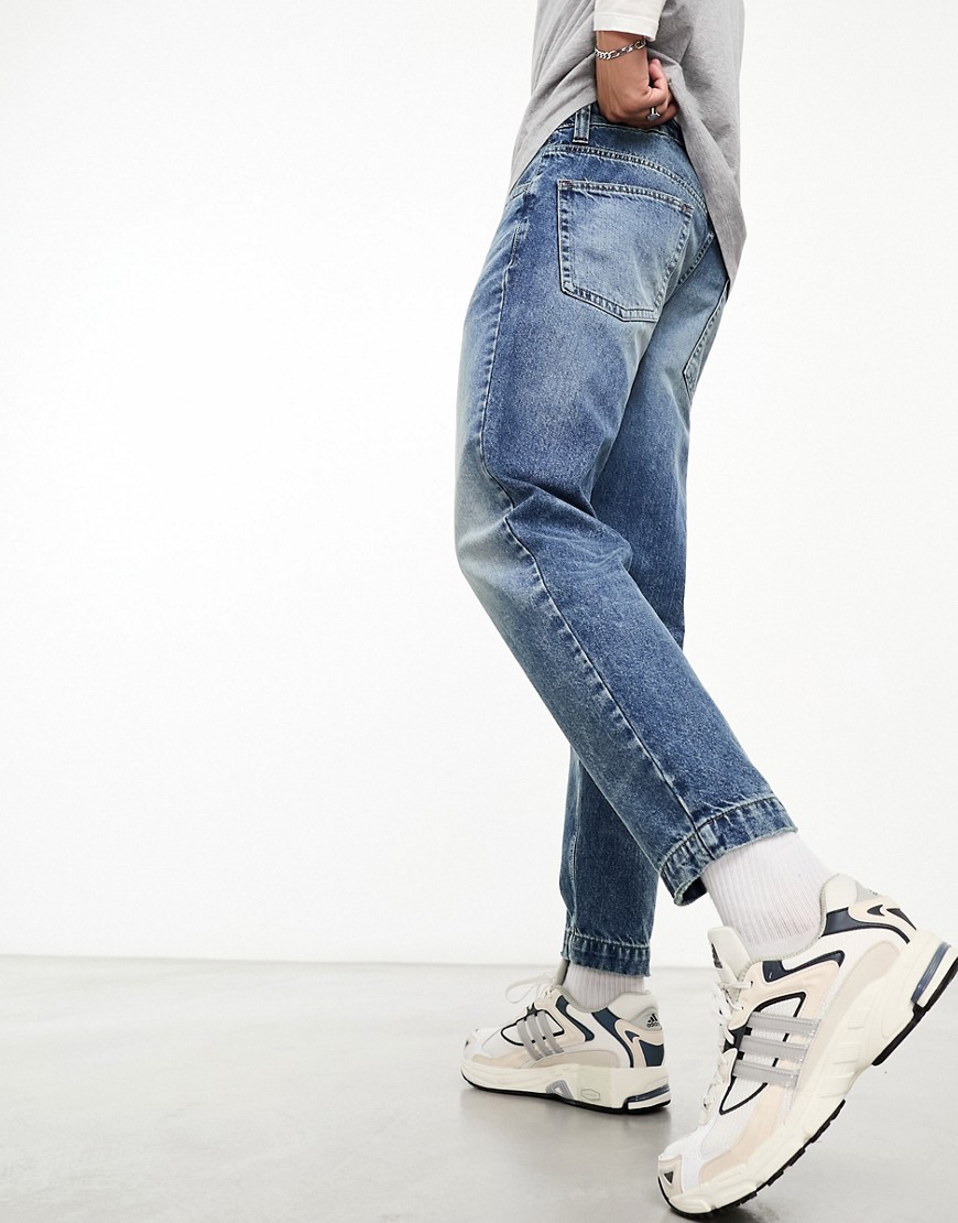 Asos Design Classic Rigid Jeans In Y2k Mid Wash Blue