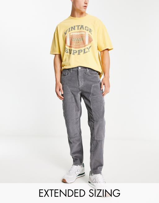 ASOS DESIGN classic rigid jeans with carpenter detail in gray corduroy