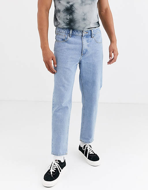 ASOS DESIGN classic rigid jeans with elasticated waist in stone wash | ASOS