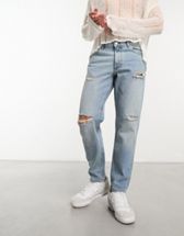 ASOS DESIGN straight leg jeans in y2k with panel details in washed black