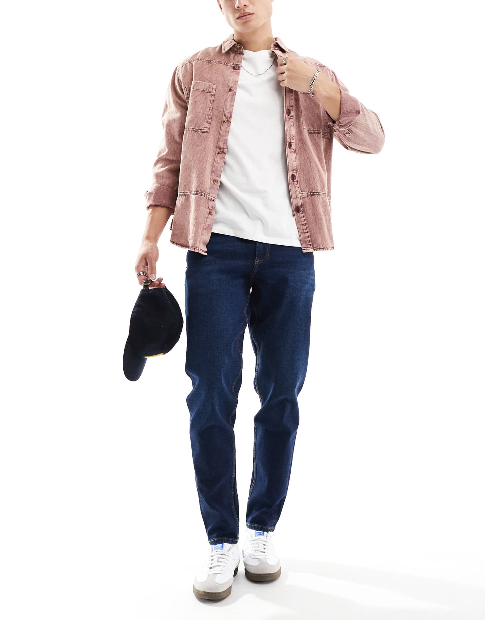 Классические жесткие джинсы-стрейч ASOS DESIGN темно-синего цвета