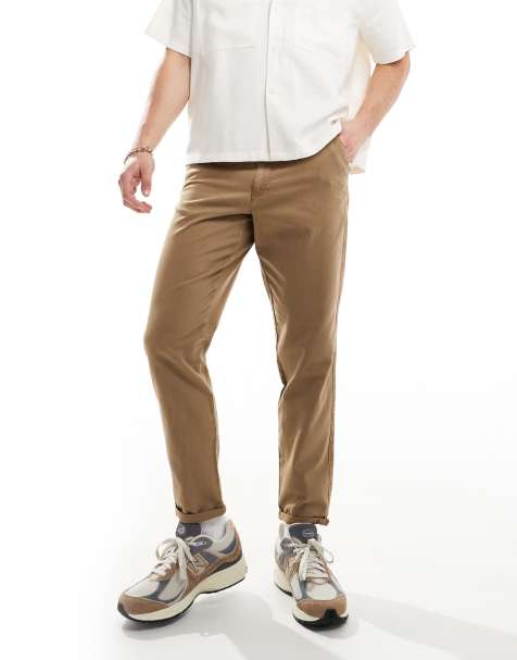 ASOS DESIGN classic rigid washed chino in brown - view 1