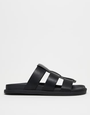 Asos Design Classic Strap Sandals In Black