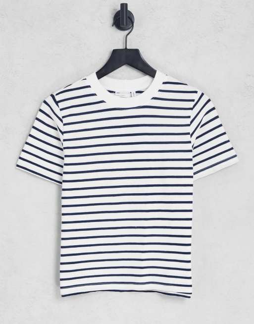 ASOS DESIGN classic tee in ecru and navy stripe