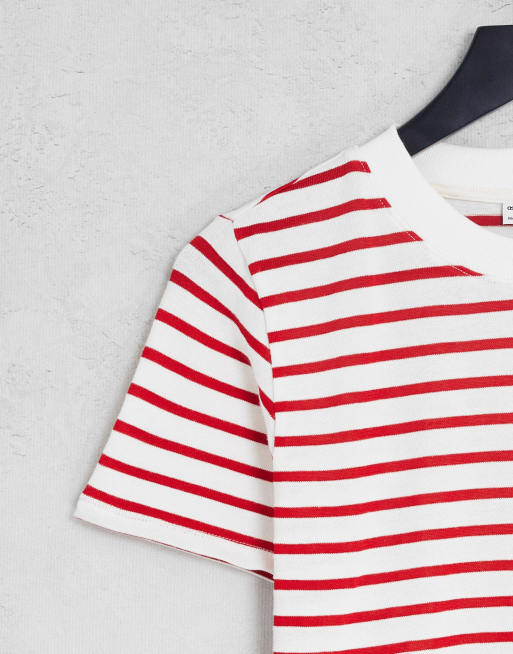 Asos red and store white striped top